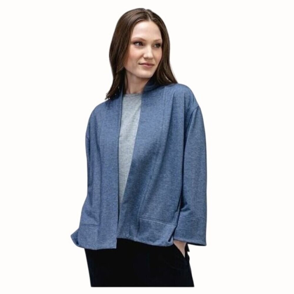 Ministry Of Supply Blue Fusion Terry Open Cardigan Size XS Merino Wool Blend NEW